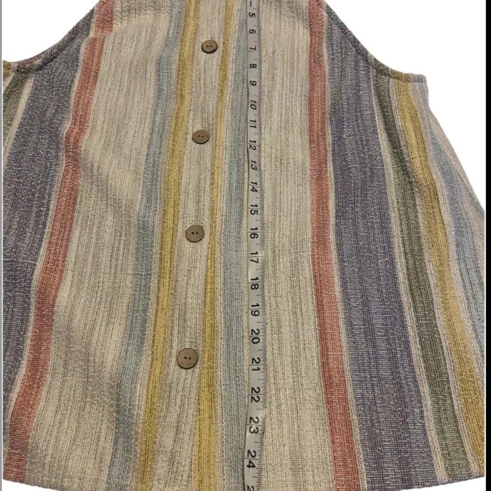 W5 Multicolor  XL  Striped Button Halter Tank Top - Picture 7 of 7